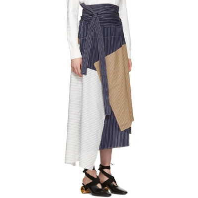 Shop Jw Anderson Navy Patchwork Skirt