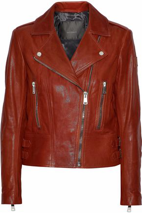 Belstaff Woman Marving Buckle-embellished Textured-leather Biker Jacket ...