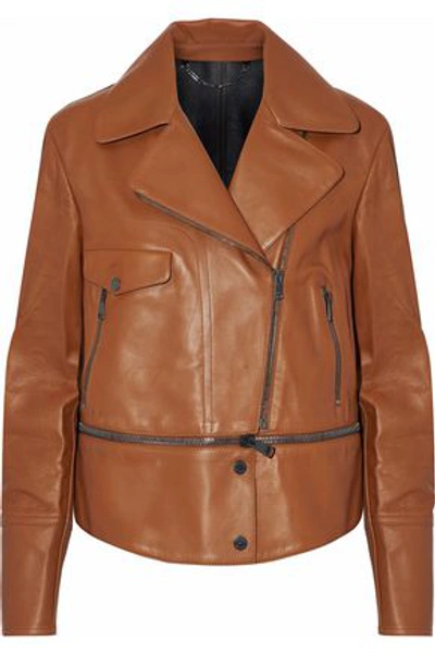 Shop Belstaff Woman Convertible Leather Biker Jacket Camel