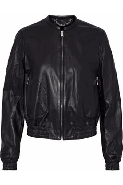 Shop Belstaff Woman Leather Bomber Jacket Black