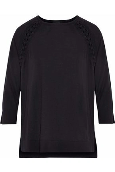 Shop Belstaff Woman Lace-up Cashmere Wool And Silk-blend Sweater Black