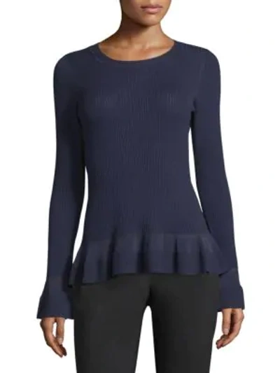 Shop Michael Michael Kors Stitch Textured Bell-sleeve Top In Black