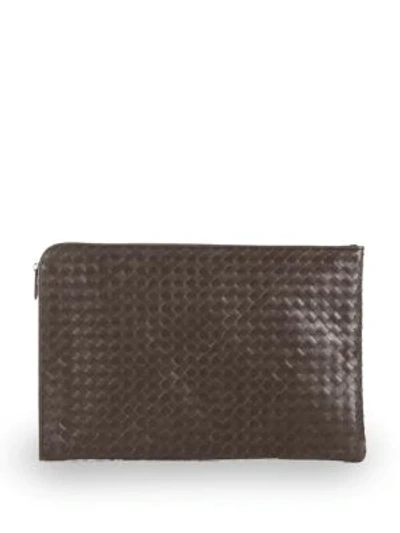 Shop Bottega Veneta Intrecciato Leather Document Case In Dark Brown