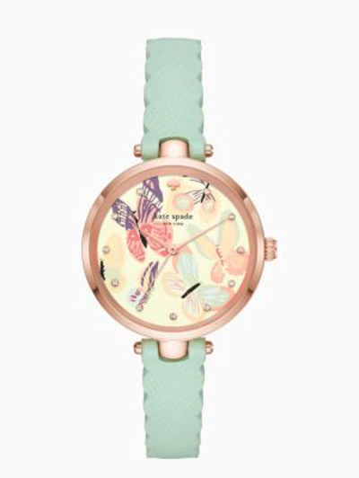 Shop Kate Spade Holland Butterfly Mint Leather Watch