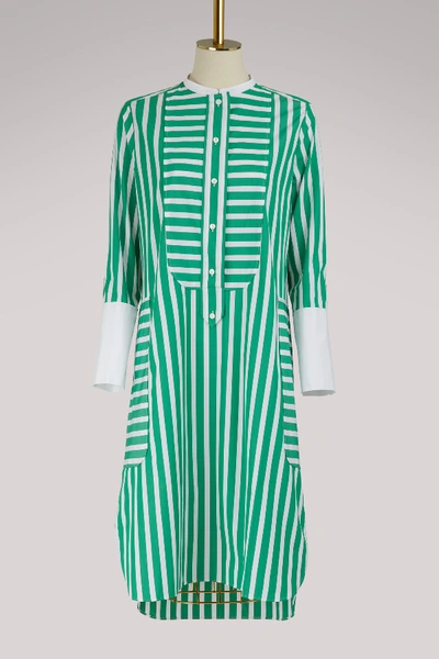 Shop Maison Rabih Kayrouz Striped Long Sleeved Dress In Stripe Green