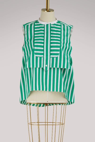 Shop Maison Rabih Kayrouz Striped Sleeveless Top In Stripe Green