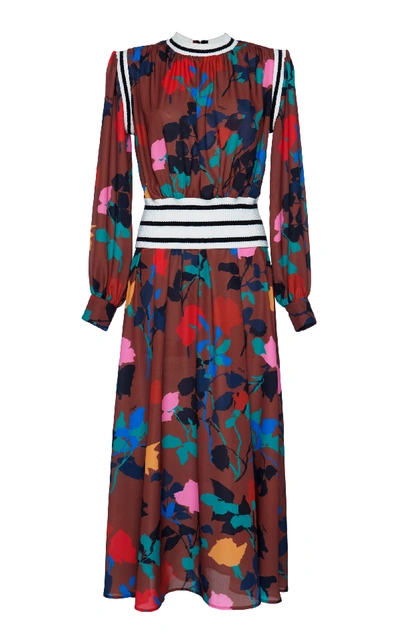 Shop Msgm Floral Silk Dress