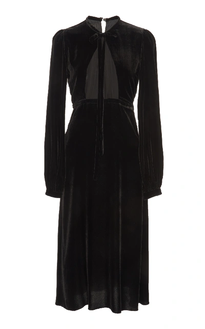 Shop Rochas Velvet Midi Dress In Black