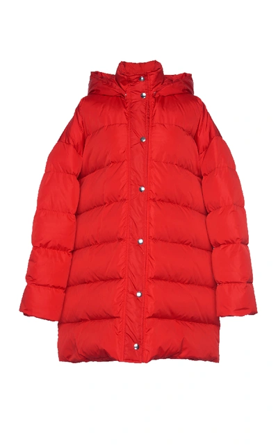 Shop Msgm Oversized Down Coat In Red
