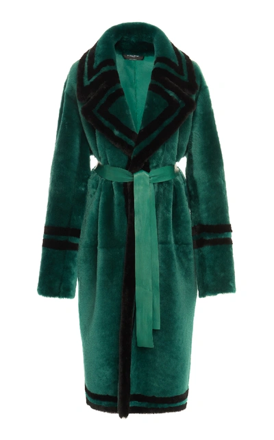 Shop Rochas Fur Coat In Green