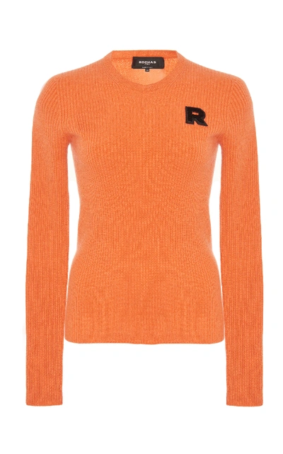 Shop Rochas Logo Crewneck Knit In Orange