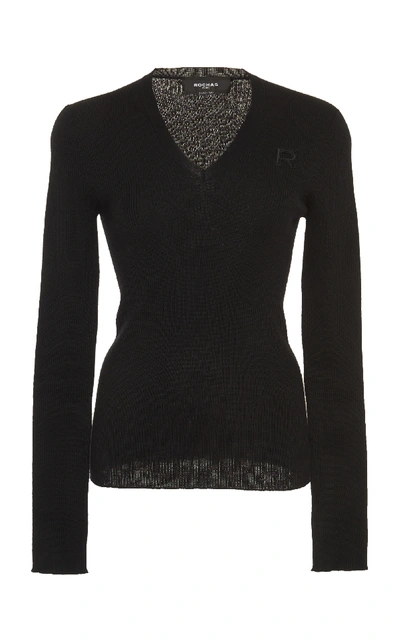 Shop Rochas V-neck Sweater In Black