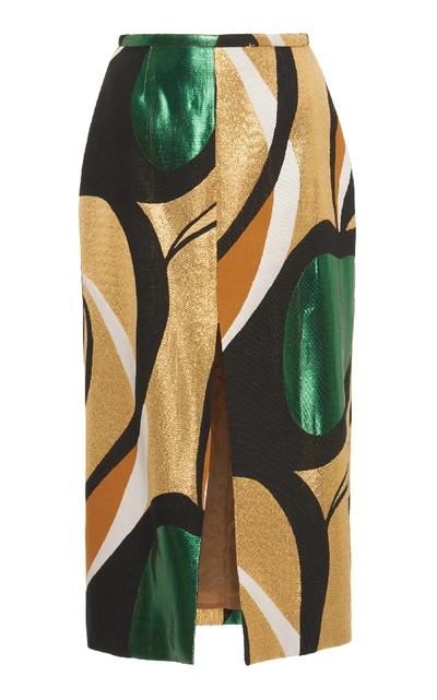 Shop Rochas Printed A Line Skirt In Brown