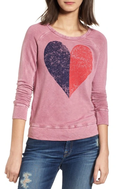 Shop Sundry Split Heart Terry Sweatshirt In Vintage Wild Berry