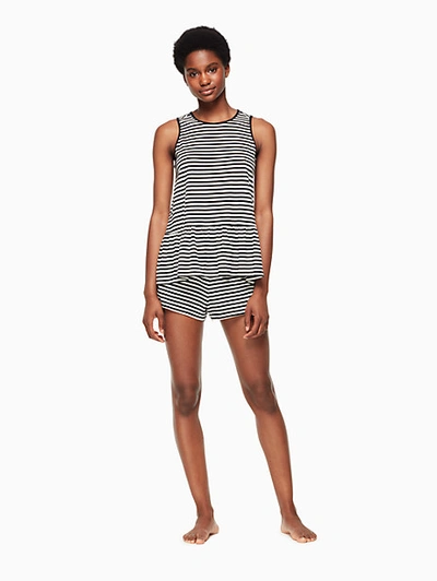 Shop Kate Spade Short Pj Set In Black And White Stripe