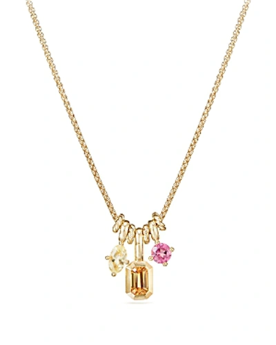 Shop David Yurman Novella Pendant Necklace With Spessartite Garnet, Yellow Beryl & Pink Tourmaline In Multi/gold