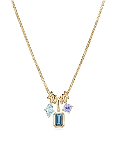Shop David Yurman Novella Pendant Necklace With Hampton Blue Topaz, Aquamarine & Tanzanite In Multi/gold