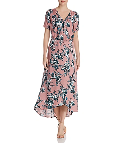 Shop Splendid Floral Print Faux-wrap Maxi Dress In Rose Dust