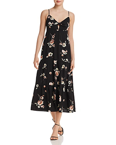 Shop Aqua Tie-detail Floral Print Dress - 100% Exclusive In Black