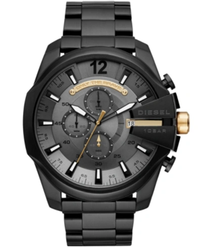 Shop Diesel Men's Chronograph Mega Chief Black Stainless Steel Bracelet Watch 51mm