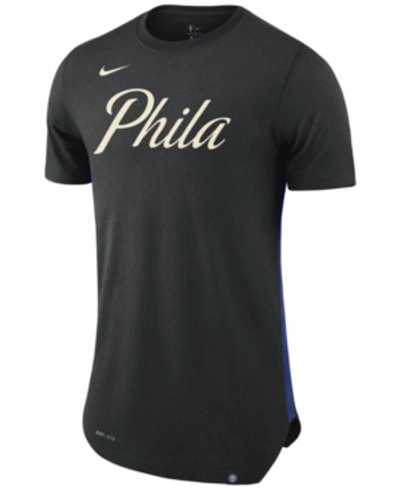 Shop Nike Men's Philadelphia 76ers Alternate Hem Short Sleeve T-shirt In Black/natural