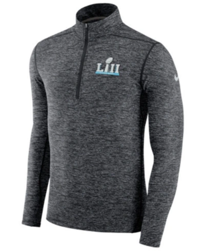 Shop Nike Men's Super Bowl Lii Element Quarter-zip Pullover In Black/heather Charcoal