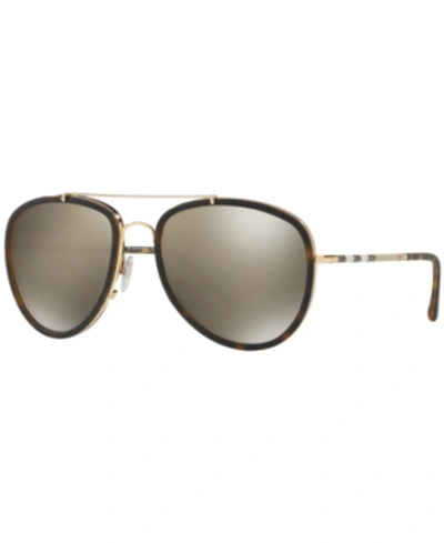 Shop Burberry Sunglasses, Be3090q In Brown / Brown Mirror