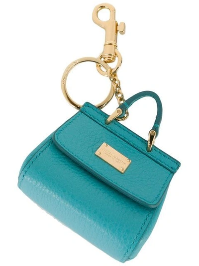 Shop Dolce & Gabbana St Dauphine Bag Keyring In Blue