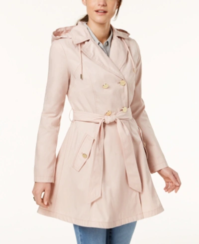 Shop Laundry By Shelli Segal Belted Skirted Trench Coat In Dusty Pink