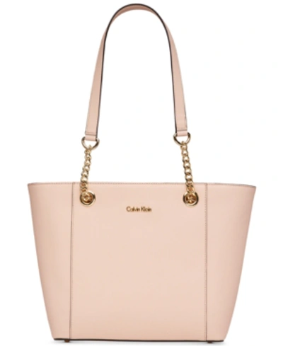 Shop Calvin Klein Hayden Chain Strap Large Tote In Desert Taupe