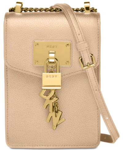 Shop Dkny Elissa Pebbled Charm Mini Crossbody, Created For Macy's In Eggnog