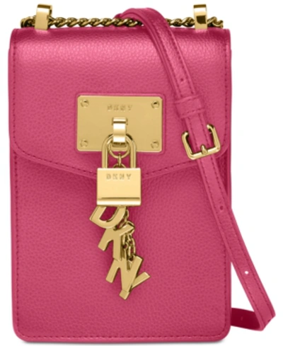 Shop Dkny Elissa Pebbled Charm Mini Crossbody, Created For Macy's In Pink