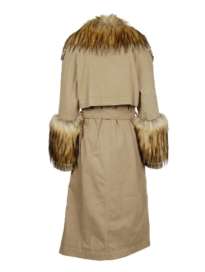 Shop Bazar Deluxe Fur Detail Trench In Brown