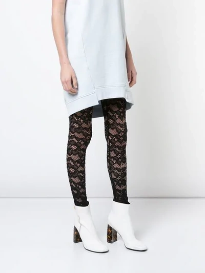 Shop Mm6 Maison Margiela Floral Lace Leggings In Black