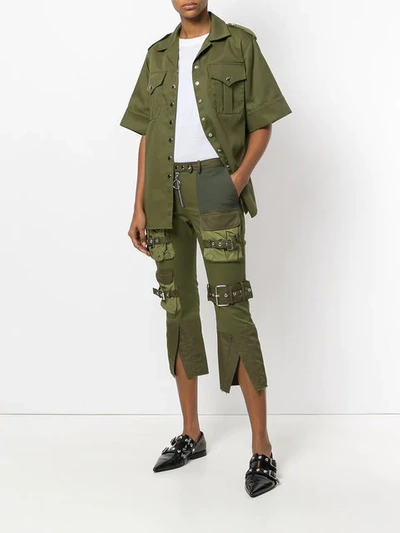 Shop Marques' Almeida Cropped Cargo Trousers In Green