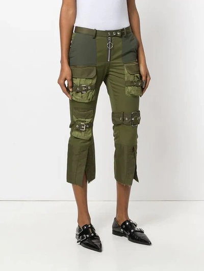 Shop Marques' Almeida Cropped Cargo Trousers In Green