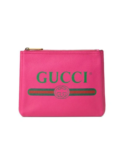 Shop Gucci Print Portfolio In Pink