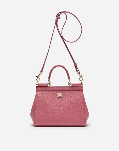 Shop Dolce & Gabbana Small Sicily Bag In Dauphine Calfskin With Appliqués In Pink