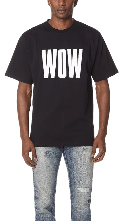 Shop Msgm Wow Short Sleeve Tee In Black