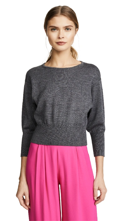 Shop Diane Von Furstenberg 3/4 Sleeve Crew Sweater In Ash Melange
