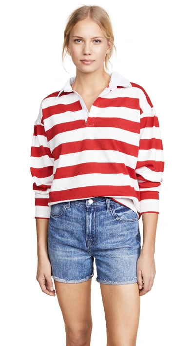 Shop Evidnt Rugby Top In White/red Stripes