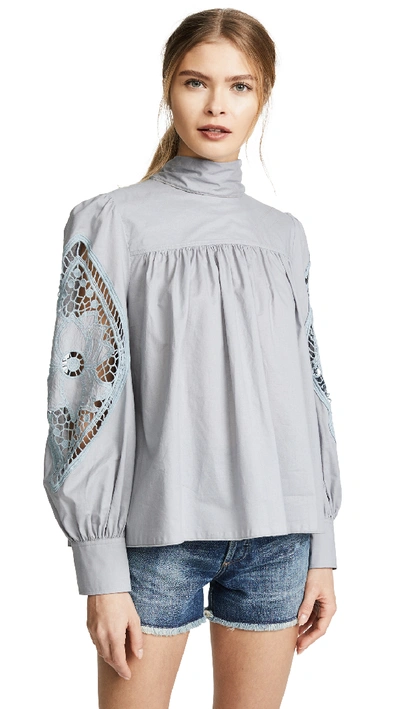 Shop See By Chloé Embellished Blouse In Lilac Grey
