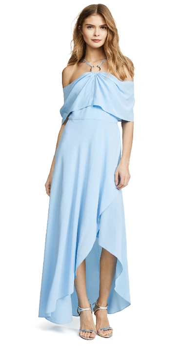 Shop Yigal Azrouël Cold Shoulder Dress In Light Blue