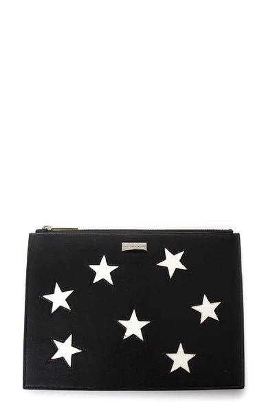 Shop Stella Mccartney Stars Black Faux Leather Clutch