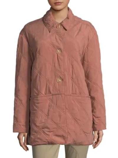 Shop Becken Oversized Quilted Paddock Jacket In Salmon