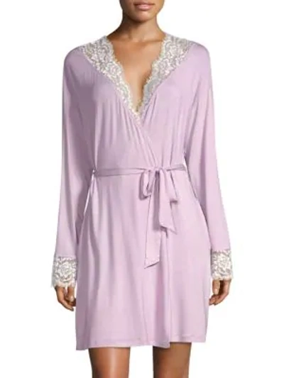 Shop Cosabella Preta Sleep Lace-trimmed Robe In Lilac Cloud