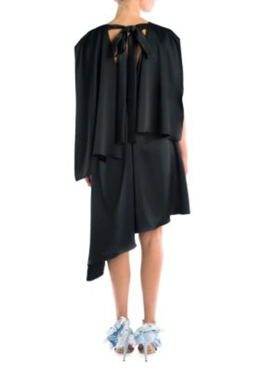 Shop Msgm Asymmetric Flowy Dress In Black