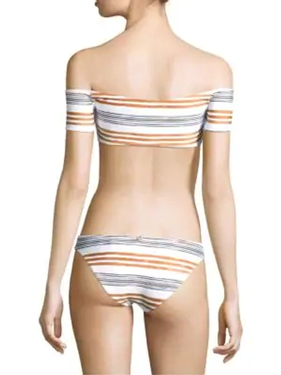 Shop Vix By Paula Hermanny Striped Off-the-shoulder Bikini Top In Multi