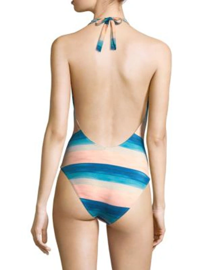 Shop Vix By Paula Hermanny One-piece Mani Ice Striped Halter Swimsuit In Multi