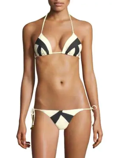 Shop Vix By Paula Hermanny Two-tone Triangle Bikini Top In Off White